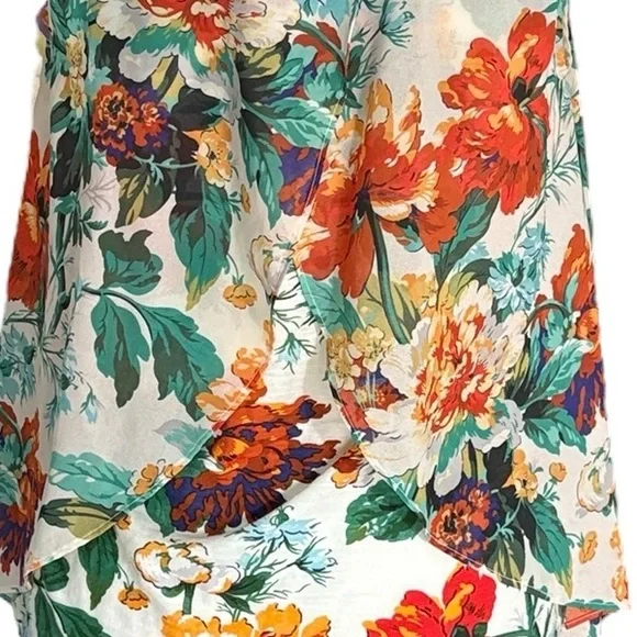 NEW Anthropologie Meadow Rue Floral Chiffon Jersey Knit Overlap Back Tank Top  M - Picture 15 of 15